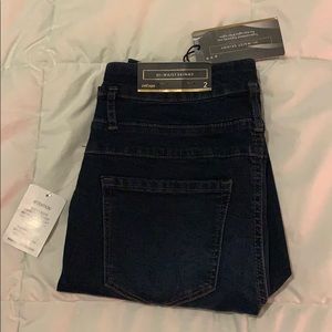 High Waist Button Up Dark Wash Skinny Jeans